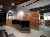 Дизайн приймальні та офісу компанії Orion-Glass в сучасному стилі . Дизайн ОФІСУ