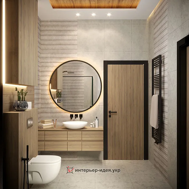 Санвузол з плиткою "під дерево" в будинку в Запорізькій області