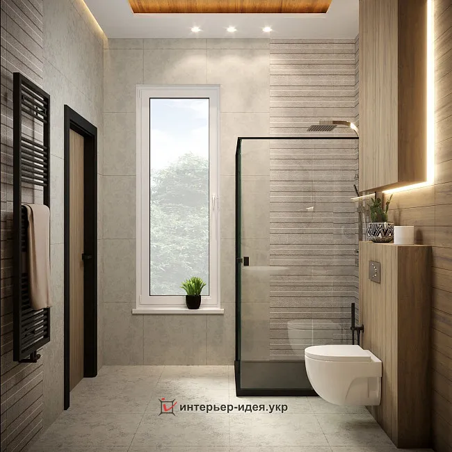 Санвузол з плиткою "під дерево" в будинку в Запорізькій області