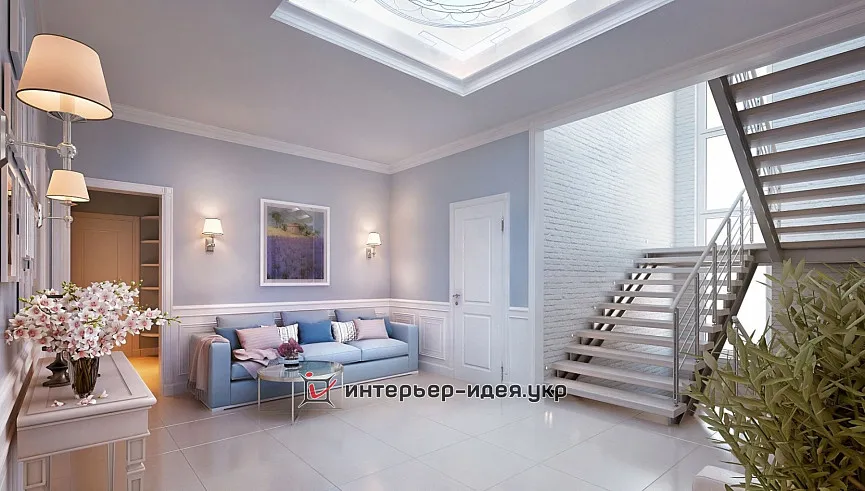 Дизайн великого холу в ніжних тонах