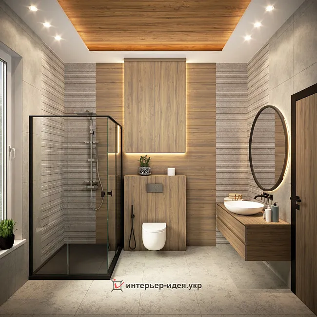 Санвузол з плиткою "під дерево" в будинку в Запорізькій області